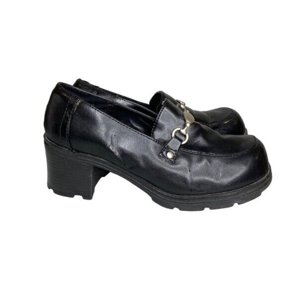 Y2K Black Chunky Heel Platforms‎ With Buckle Lower East Side Size 6.5 - Picture 1 of 5